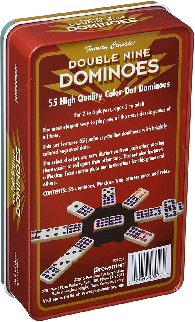 Pressman Toy Corp. Double Nine Color Dot Dominoes In Tin Board Games 2 Pressman Toy Corp. Double Nine Color Dot Dominoes In Tin Board Games