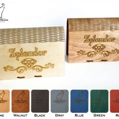 Gaming Trunk - Splendid Box For Sleeved Cards, For Splendor Plus Nobles Promo Tiles Case (Walnut)