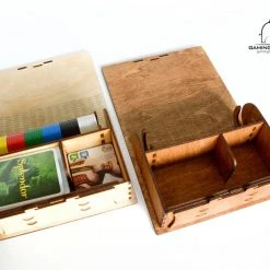 Gaming Trunk - Splendid Box For Sleeved Cards, For Splendor Plus Nobles Promo Tiles Case (Walnut)