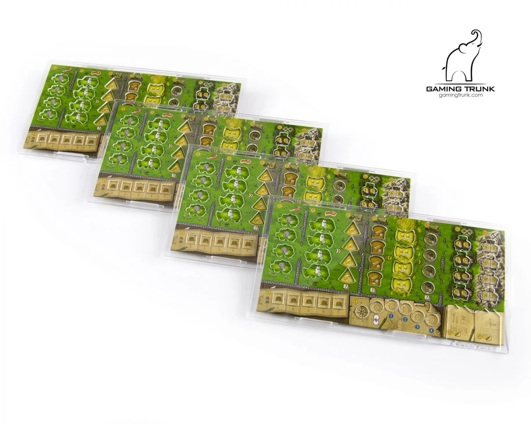 Gaming Trunk - Acrylic Overlay With A Backboard For Clans Of Caledonia Player Board. A Set Of Four (for First Edition Of The Game) 1 Gaming Trunk - Acrylic Overlay With A Backboard For Clans Of Caledonia Player Board. A Set Of Four (for First Edition Of The Game)