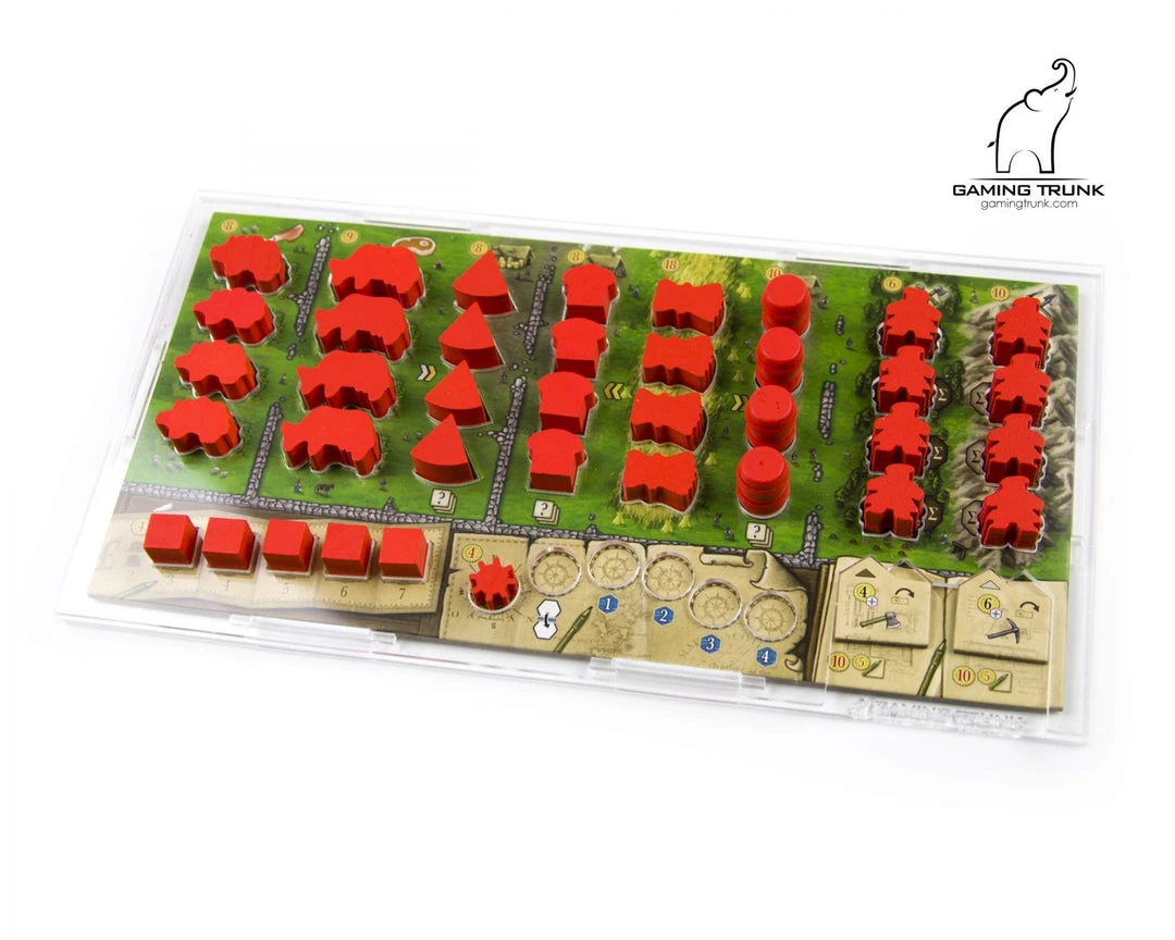 Gaming Trunk - Acrylic Overlay With A Backboard For Clans Of Caledonia Player Board. A Set Of Four (for First Edition Of The Game) 4 Gaming Trunk - Acrylic Overlay With A Backboard For Clans Of Caledonia Player Board. A Set Of Four (for First Edition Of The Game)