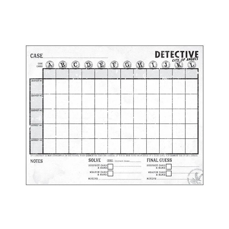 Van Ryder Games Board Games Detective: City Of Angels – Investigation Sheets 1 Van Ryder Games Board Games Detective: City Of Angels – Investigation Sheets