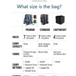 BoardGameTables.com Lightweight Board Game Bag - Black Board Game Bags