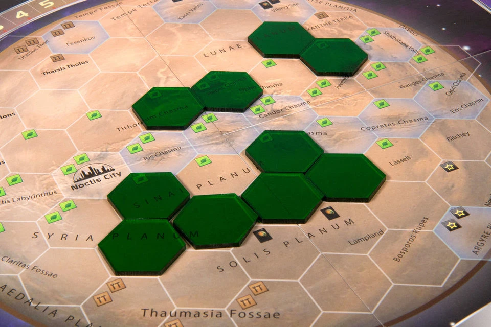 The Broken Token Broken Token - Transparent Green 34mm Hex Tiles (10) 2 The Broken Token Broken Token - Transparent Green 34mm Hex Tiles (10)