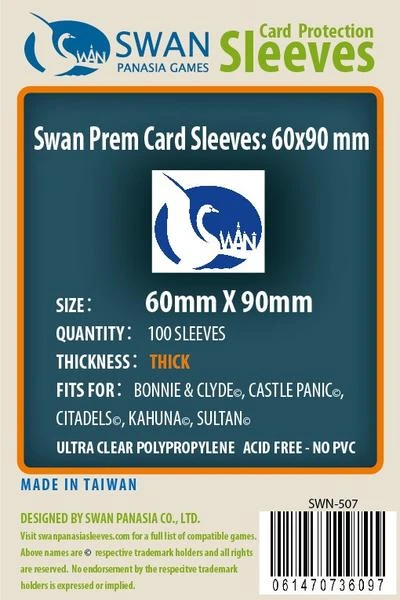 SWAN Sleeves - Card Sleeves (60 X 90 Mm) - 100 Pack, Thick Sleeves 1 SWAN Sleeves - Card Sleeves (60 X 90 Mm) - 100 Pack, Thick Sleeves